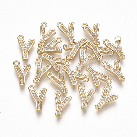 Brass Cubic Zirconia Charms KK-S348-330Y-1