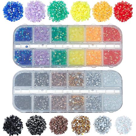 2 Boxes 2 Colors Pointed Back Resin Rhinestone Cabochons MRMJ-OC0003-04-1