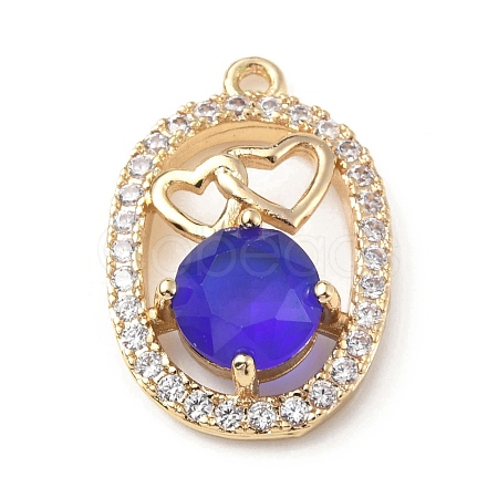Brass with K9 Glass & Rhinestone Pendants KK-C024-08KCG-01-1