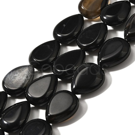 Natural Black Agate(Dyed & Heated) Beads Strands G-P561-B13-01-1