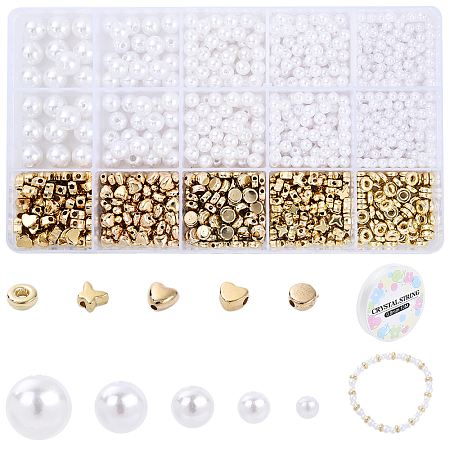 DIY ABS Plastic Imitation Pearl & CCB Beads Stretch Bracelets Making Kits DIY-YW0011-54-1