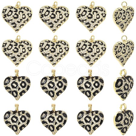 2Pcs 2 Styles Rack Plating Brass Cubic Zirconia Pendants KK-YW0004-08-1