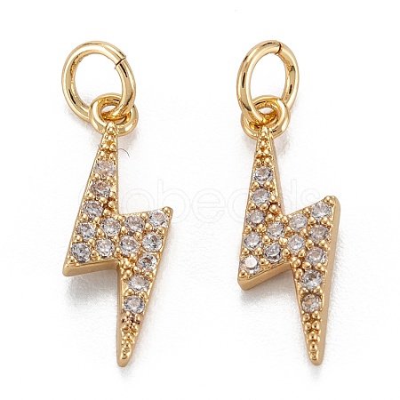 Brass Clear Cubic Zirconia Charms LS-ZIRC-C024-14G-1