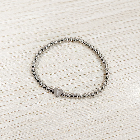 304 Stainless Steel Beads Stretch Bracelets for Women FS-WGC4F34-25-1