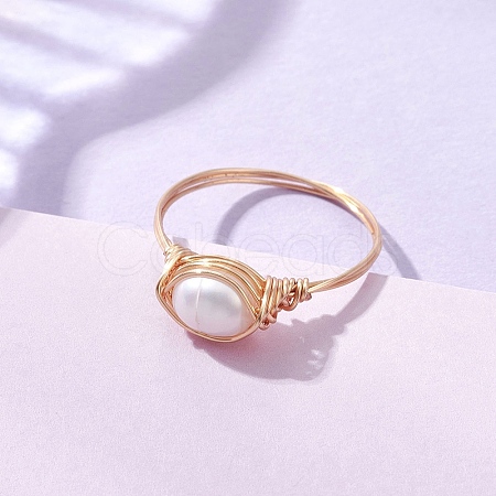Natural Cultured Freshwater Pearl Finger Rings RJEW-JR00969-1