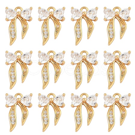 10Pcs Brass Cubic Zirconia Charms KK-YW0003-17-1