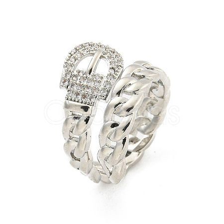 Brass Micro Pave Cubic Zirconia Cuff Rings RJEW-I103-053P-1