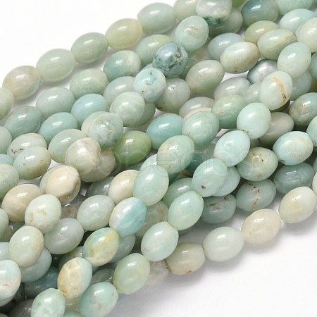 Oval Natural Flower Amazonite Bead Strands G-P106-16-1