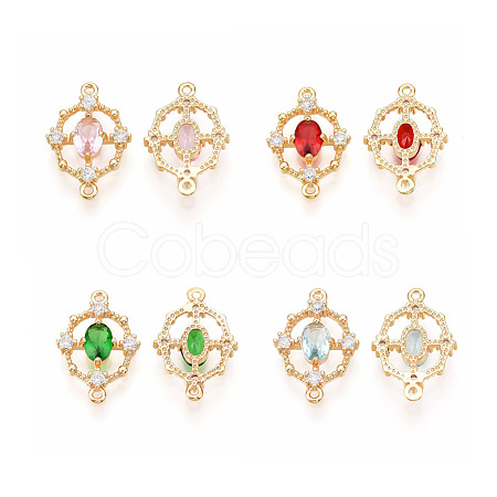 Brass Cubic Zirconia Links KK-T038-550-M-NF-1