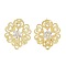 Flower Brass Micro Pave Cubic Zirconia Stud Earrings Finding, with Horizontal Loops, Cadmium Free & Lead Free, Real 18K Gold Plated, 17.5x15.5mm, Hole: 1.4mm, Pin: 0.8mm