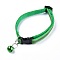 Adjustable Polyester Reflective Dog/Cat Collar, Pet Supplies, with Iron Bell and Polypropylene(PP) Buckle, Green, 21.5~35x1cm, Fit For 19~32cm Neck Circumference