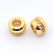 Brass Micro Pave Cubic Zirconia Rondelle Beads, Cadmium Free & Nickel Free & Lead Free, Real 18K Gold Plated, 7x5mm, Hole: 3mm