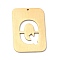 Ion Plating(IP) 304 Stainless Steel Pendants, Rectangle with Alphabet, Hollow, Letter.Q, 32x22x1mm, Hole: 1.5mm