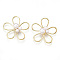 Brass Wire Beads, with ABS Plastic Imitation Pearl, Flower, Creamy White, Real 18K Gold Plated, 25.5x27.5x7.5mm