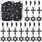 SUPERFINDINGS 48Pcs 3 Style Alloy Pendants, Star & Wing & Cross, Electrophoresis Black, 20.5~33x11~21x1.5~2mm, Hole: 1.8~2.3mm, 16pcs/style