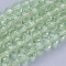 Glass Beads Strands, Faceted(32 Facets), Round, Pale Green, 4mm, Hole: 1mm, about 87~93pcs/strand, 32~33cm