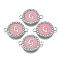 Alloy Enamel Links Connectors, with Crystal Rhinestones, Flat Round with Letter, Silver Color Plated, Letter.G, 22x16x2mm, Hole: 1.8mm