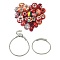 DIY European Style Bracelet Making Kits, Including Acrylic & Resin & Polymer Clay Rhinestone European Beads, Alloy & Brass Cuff Bangles Makings, Red, 56Pcs/set