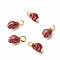 Dyed Synthetic Turquoise Charms, with Golden Tone Alloy & Iron Findings, Skull, Red, 14.5x6.5x6mm, Hole: 2.7x2.2mm