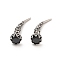 Rose Flower 316 Surgical Stainless Steel Pave Cubic Zirconia Ear False Plugs for Women, Antique Silver, Black, 13x8mm