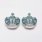 Rhinestone Pendants, Cadmium Free & Lead Free, with Alloy Findings, Crown, Platinum, Light Blue, 31x29x10mm, Hole: 3mm