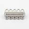 Alloy Magnetic Clasps with Loops, with 10 Holes, Rectangle, Platinum, 33x17x7.5mm, Hole: 2.5mm