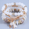 4Pcs 4 Styles Bohemian Style Alloy Glass Round Beaded Stretch Bracelets FS-WG80D8B-13-1