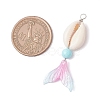 Dyed Natural Howlite Round & Natural Cowrie Shell & Cellulose Acetate(Resin) Mermaid Tail Big Pendants PALLOY-JF04122-2