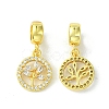 Rack Plating Brass Micro Pave Cubic Zirconia European Dangle Charms KK-K330-44G-2