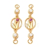 Brass Pave Cubic Zirconia Flower Links Connector Charms KK-D113-04G-02-1
