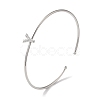 Rack Plating Brass Micro Pave Clear Cubic Zirconia Letter Open Cuff Bangles BJEW-A018-01P-Y-1