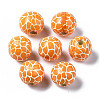 Painted Natural Wood European Beads X-WOOD-S057-055-1