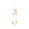 Natural Citrine Chips Beaded Moon Hanging Sun Catchers HJEW-M004-07-1