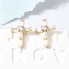 Cross Brass Micro Pave Clear Cubic Zirconia Stud Earrings EJEW-C186-18G-02-3