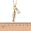 Ocean 304 Stainless Steel Enamel Fish Pendant Paperclip Chain Necklaces with Clear Cubic Zirconia SA-CBAD22F-07G-B-2