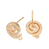 Brass Micro Pave Clear Cubic Zirconia Spiral Stud Earring Findings KK-Z133-02G-01-2
