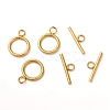 Ion Plating(IP) 304 Stainless Steel Textured Toggle Clasps STAS-A048-01G-2