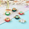 Halloween/Christmas Theme Flat Round Polymer Clay Links Connectors PALLOY-JF00713-6