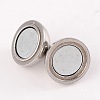 Tarnish Resistant Round 304 Stainless Steel Magnetic Clasps with Loops STAS-N014-01-12mm-2