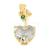 Rack Plating Brass Micro Pave Clear Cubic Zirconia Pendants ZIRC-L100-161G-06-1