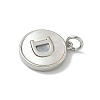 Brass Pave Natural Shell Flat Round with Letter Charms KK-Z115-13P-D-2