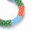 Crochet Glass Beads Braided Stretch Bracelet BJEW-T016-08A-2