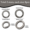 16Pcs 2 Styles Alloy Rhinestone Spring Gate Rings FIND-SP0004-52A-2