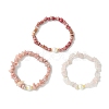 3Pcs 3 Styles Natural & Synthetic Mixed Gemstone Chip & Natural Cultured Freshwater Pearl Beaded Stretch Bracelets Set for Women BJEW-JB13762-6