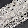 Faceted Natural Quartz Crystal Beads Strands G-K066-08-8mm-1