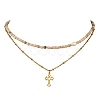 304 Stainless Steel Pendant Double Layer Necklaces NJEW-JN06643-01-2