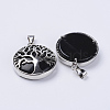 Natural Dyed & Heated Black Agate Pendants G-P350-D05-2