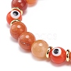 Natural Red Aventurine & Lampwork Evil Eye Round Beaded Stretch Bracelet BJEW-JB08713-04-5