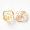 4-Petal Transparent Spray Painted Glass Bead Caps GGLA-S054-009B-01-2