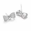 Rack Plating Brass Micro Pave Cubic Zirconia Earring Findings KK-C237-05P-2
